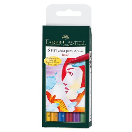 Faber-Castell Pitt Artist Pen Brush "Basic" wallet of 6 pens