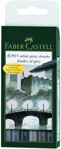 Faber-Castell Pitt Artist Pen Brush "Shades of Grey" wallet of 6 Pens
