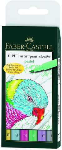 Faber-Castell Pitt Artist Pen Brush "Pastel" Wallet of 6 Pens