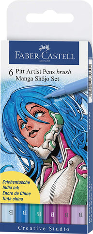 Faber-Castell Pitt Artist Pen "Shojo" Manga wallet of 6